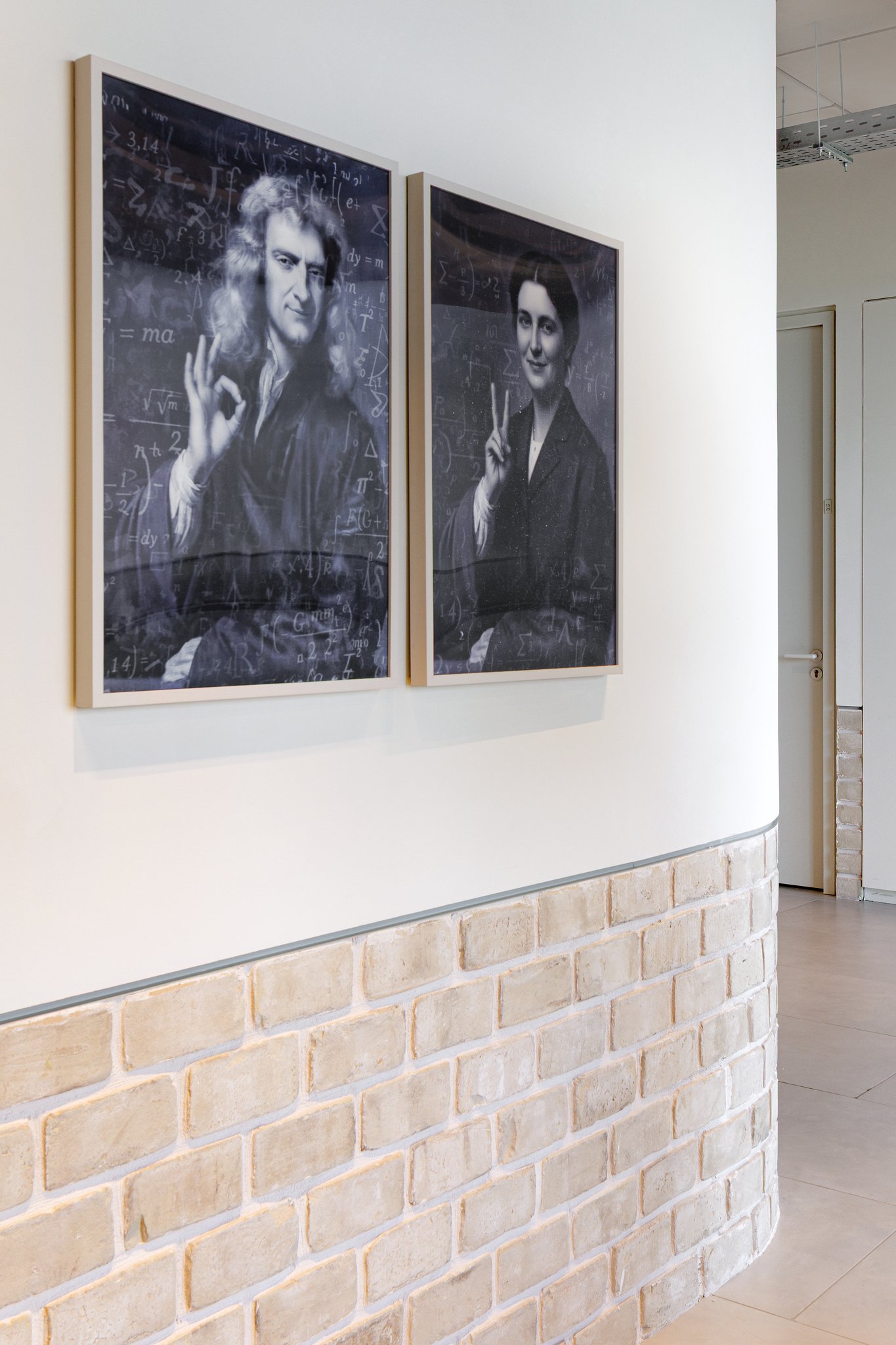 Portraits of the mathematicians, overlaid with the formulas they gave the markets.